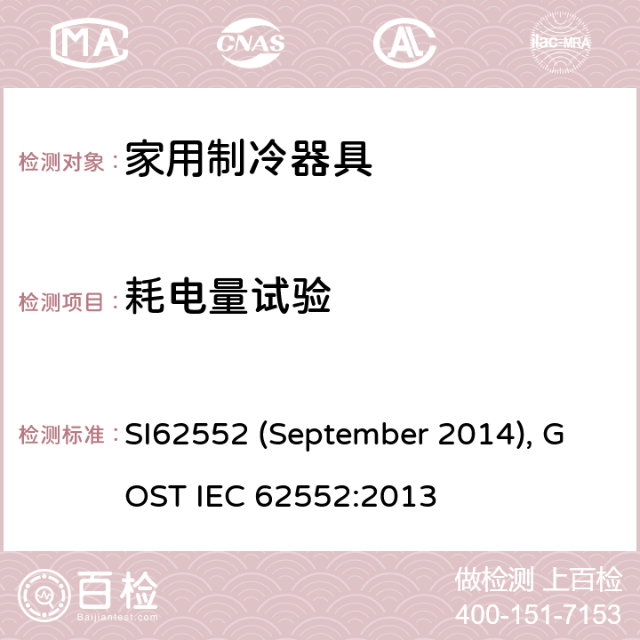 耗电量试验 家用制冷器具性能和测试方法 SI62552 (September 2014), GOST IEC 62552:2013 15