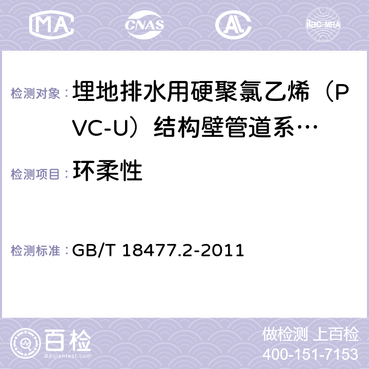 环柔性 《埋地排水用硬聚氯乙烯（PVC-U）结构壁管道系统 第2部分：加筋管材》 GB/T 18477.2-2011 （8.4.6）