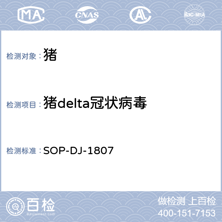 猪delta冠状病毒 SOP-DJ-1807 检疫技术规范 