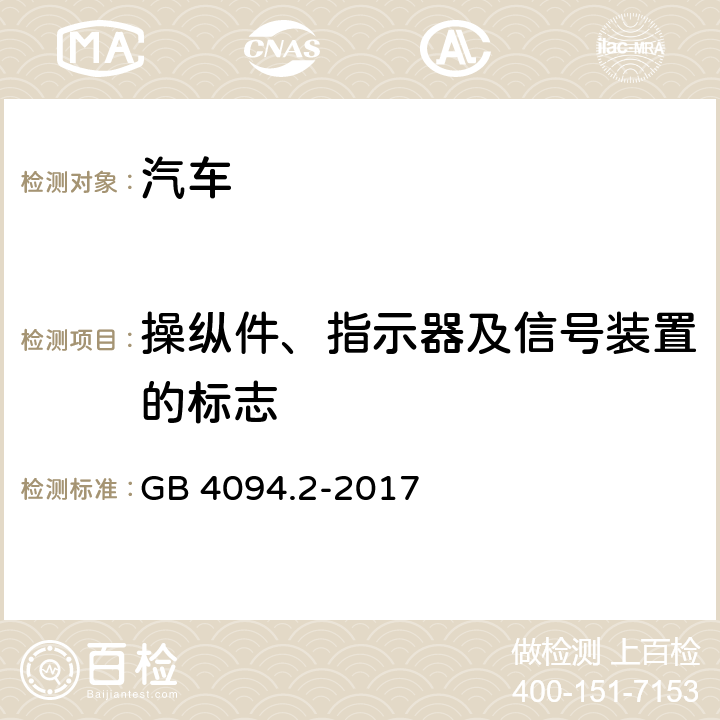 操纵件、指示器及信号装置的标志 电动汽车操纵件、指示器及信号装置的标志 GB 4094.2-2017