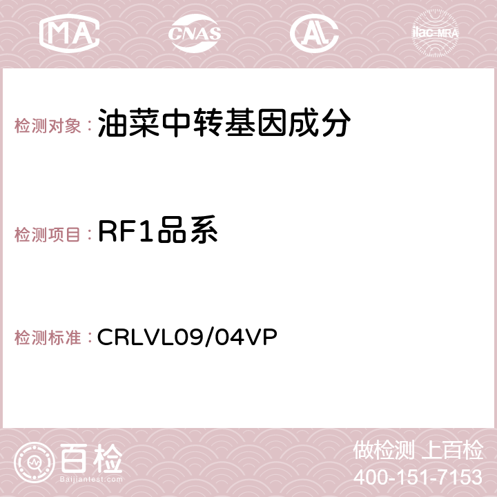 RF1品系 CRLVL09/04VP 转基因油菜特异性定量检测 实时荧光PCR方法 
