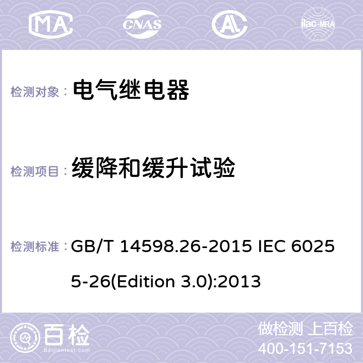 缓降和缓升试验 量度继电器和保护装置 第26部分：电磁兼容要求 GB/T 14598.26-2015 IEC 60255-26(Edition 3.0):2013 7.2.13