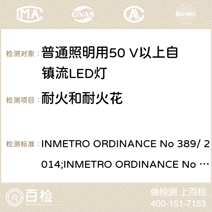 耐火和耐火花 ENO 389/2014 LED灯泡技术质量要求 INMETRO ORDINANCE No 389/ 2014;
INMETRO ORDINANCE No 143/2015;
INMETRO ORDINANCE No 144/2015 5.9
