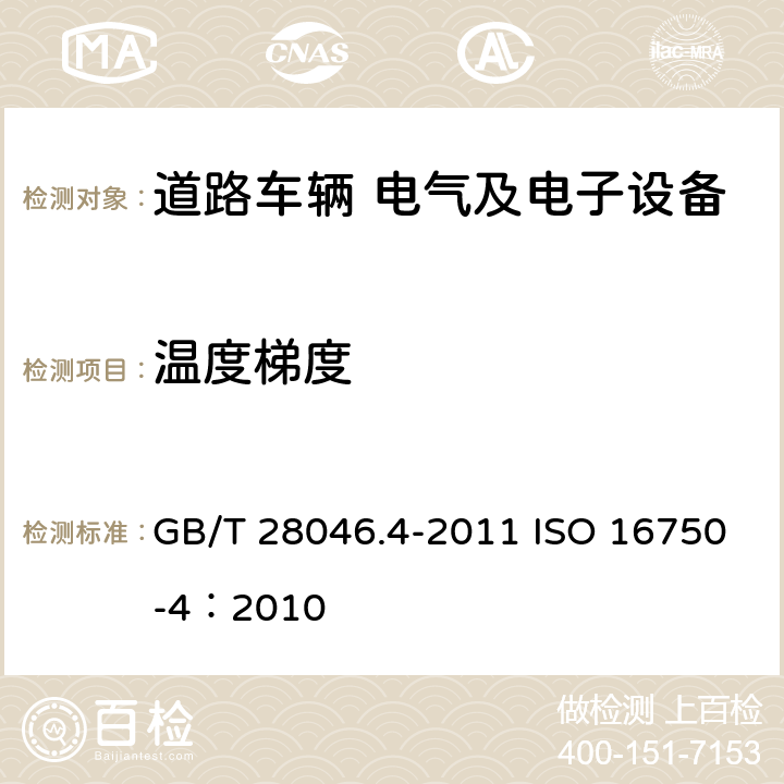 溫度梯度 道路車輛 電氣及電子設備的環境條件和試驗 第4部分 氣候負荷 GB/T 28046.4-2011 ISO 16750-4：2010
