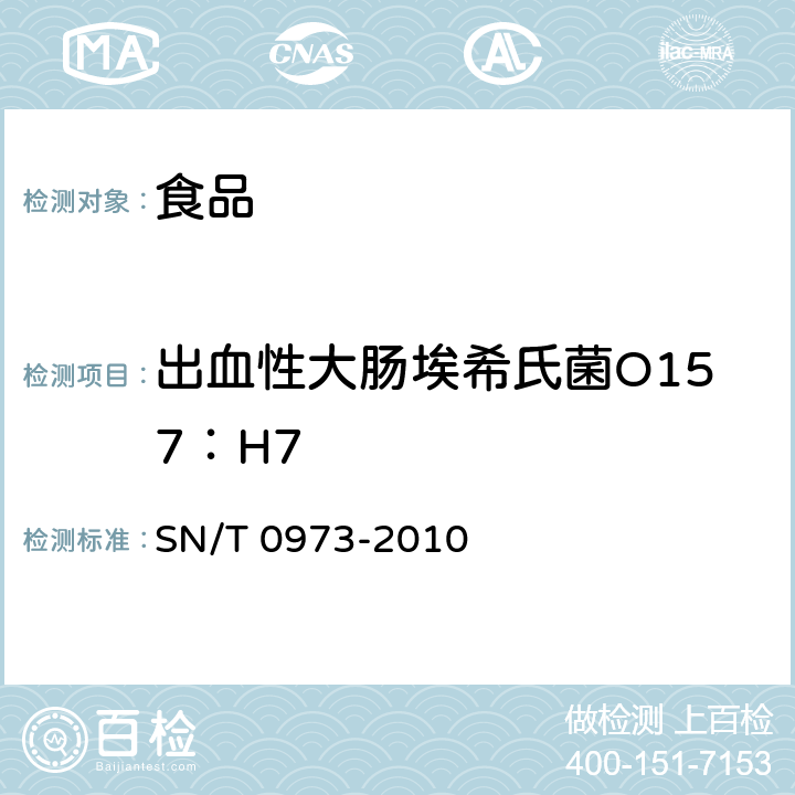 出血性大肠埃希氏菌O157：H7 进出口肉、肉制品以及其他食品中肠出血性大肠菌群O157：H7检测方法 SN/T 0973-2010