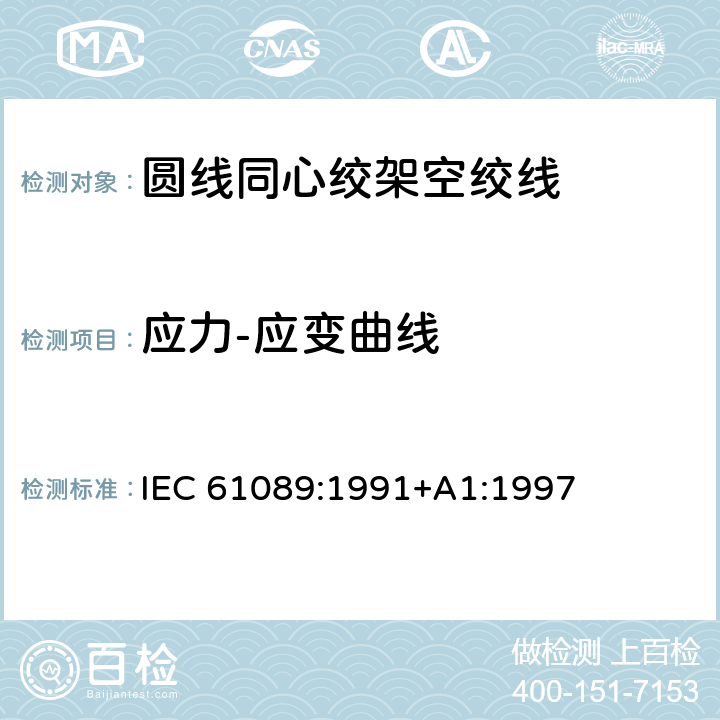 应力-应变曲线 圆线同心绞架空导线 IEC 61089:1991+A1:1997 6.5.2