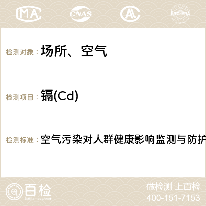 鎘(Cd) PM2.5中金屬和類金屬元素的測定-電感耦合等離子體質譜法 空氣污染對人群健康影響監測與防護工作手冊（2019）
