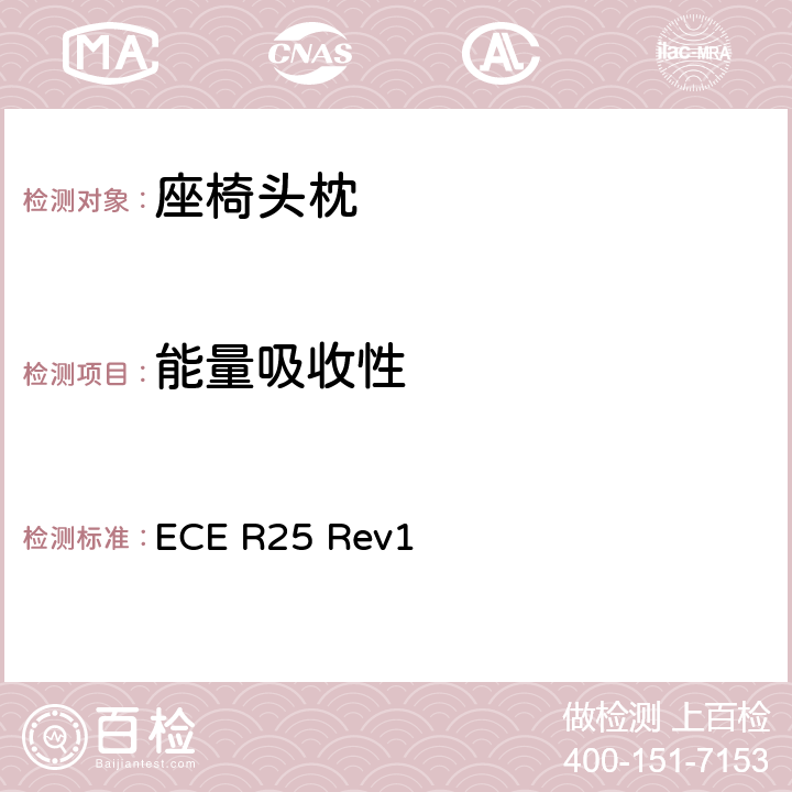 能量吸收性 关于批准与车辆座椅一体或非一体的头枕的统一规定 ECE R25 Rev1 6.1、附录6
