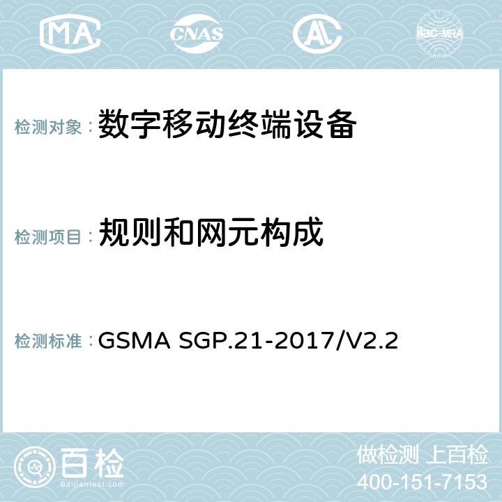 规则和网元构成 (面向消费电子的)远程管理架构 GSMA SGP.21-2017/V2.2 2-3
