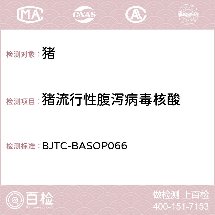 猪流行性腹泻病毒核酸 BJTC-BASOP 066 猪流行性腹泻病毒荧光RT-PCR检测方法 BJTC-BASOP066