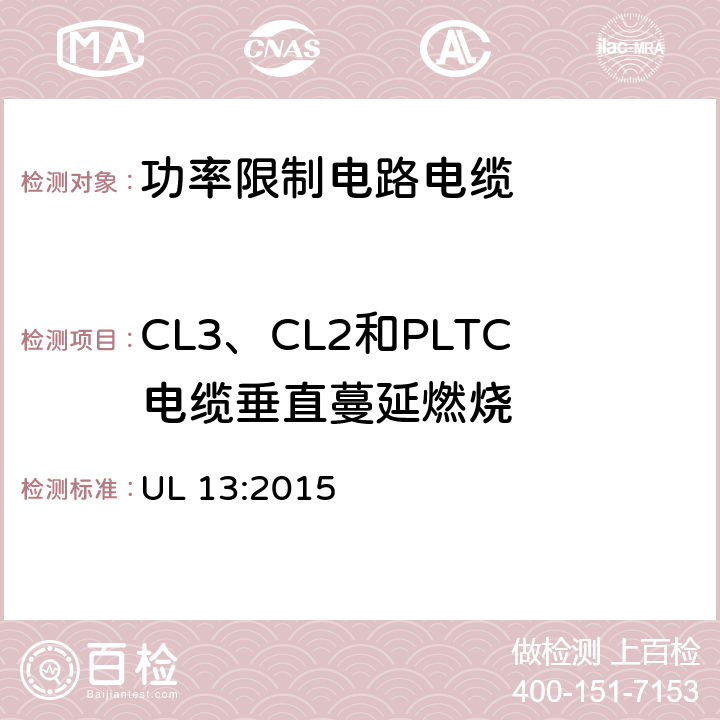 CL3、CL2和PLTC电缆垂直蔓延燃烧 功率限制电路电缆 UL 13:2015 25