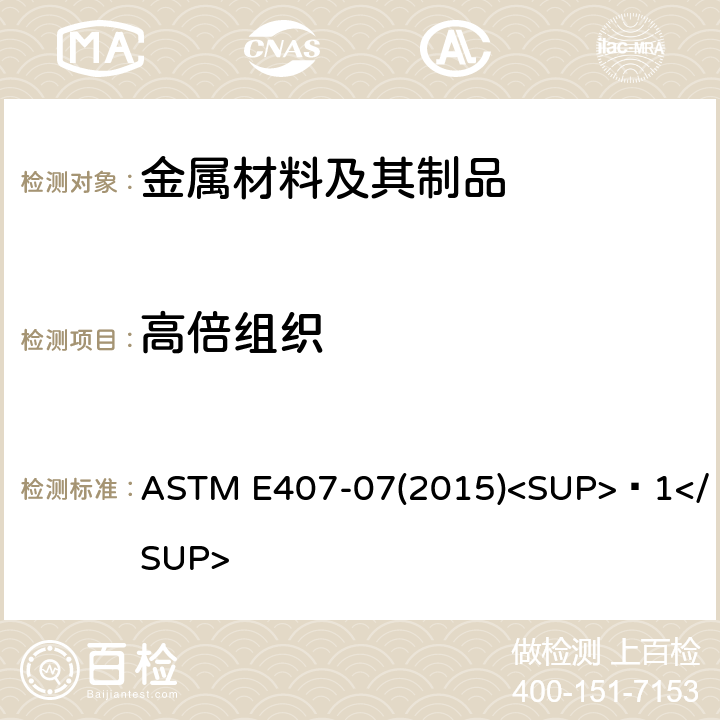 高倍组织 ASTM E407-07 金属和合金的显微组织腐蚀方法 (2015)<SUP>ɛ1</SUP>