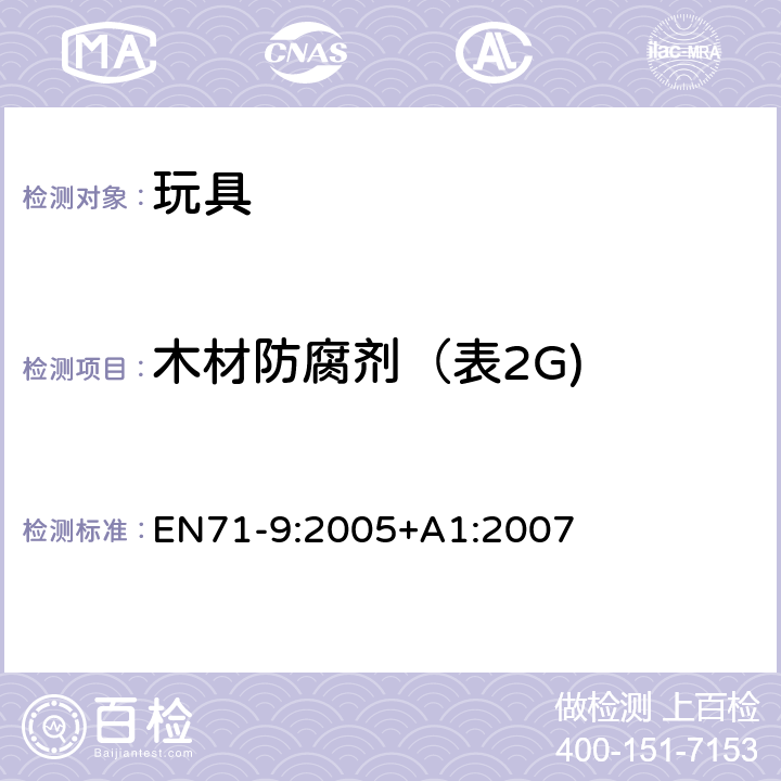 木材防腐剂（表2G) EN 71-9:2005 玩具安全:有机化合物－要求 EN71-9:2005+A1:2007