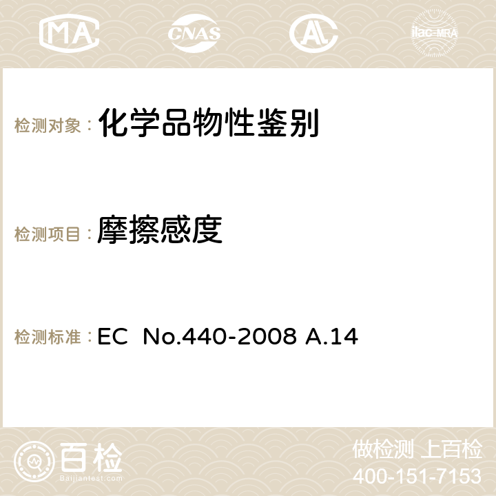 摩擦感度 EC  No.440-2008 A.14 欧盟指令 爆炸性 EC No.440-2008 A.14