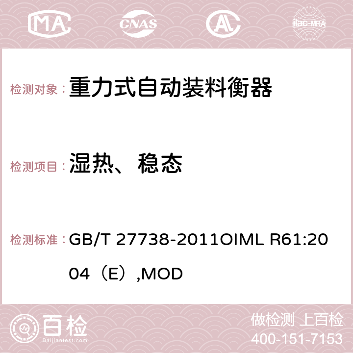 湿热、稳态 重力式自动装料衡器GB/T 27738-2011OIML R61:2004（E）,MOD GB/T 27738-2011
OIML R61:2004（E）,MOD A6.2.3
