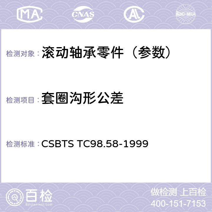 套圈沟形公差 深沟和角接触轴承套圈沟形公差 CSBTS TC98.58-1999