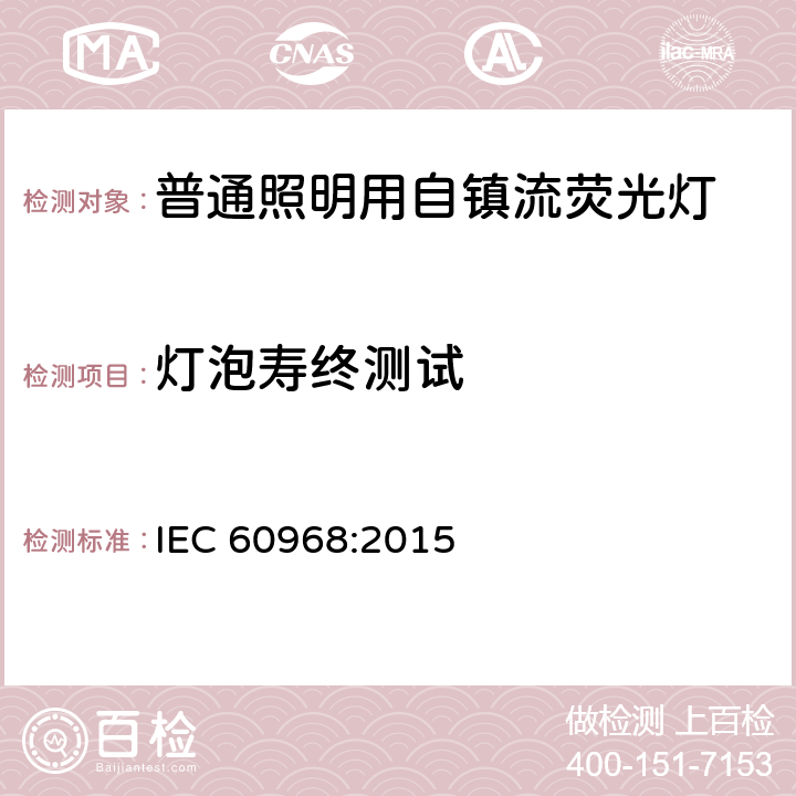 灯泡寿终测试 IEC 60968-2015 通用照明设备用自镇流管 安全要求