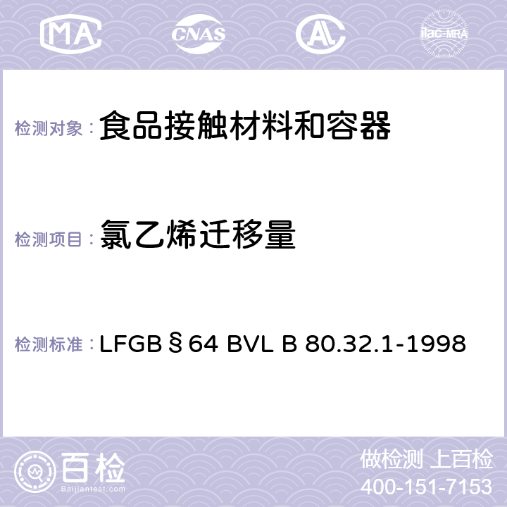 氯乙烯迁移量 顶空气相色谱质谱法测试聚氯乙烯树脂中氯乙烯单体的含量 LFGB§64 BVL B 80.32.1-1998