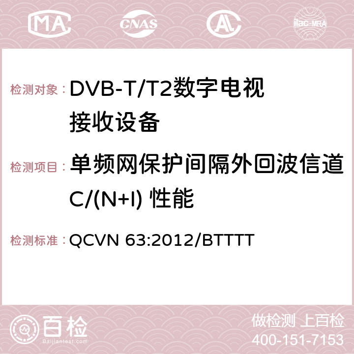 单频网保护间隔外回波信道C/(N+I) 性能 地面数字电视广播接收设备国家技术规定 QCVN 63:2012/BTTTT 3.19