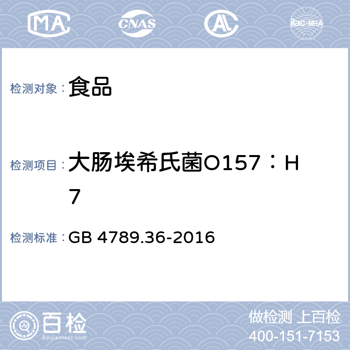 大肠埃希氏菌O157：H7 食品安全国家标准 食品微生物学检验 大肠埃希氏菌O157:H7/NM检验 GB 4789.36-2016