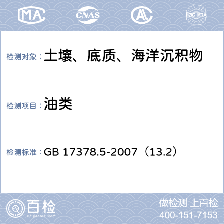 油类 紫外分光光度法 《海洋监测规范 第5部分：沉积物分析》 GB 17378.5-2007（13.2）