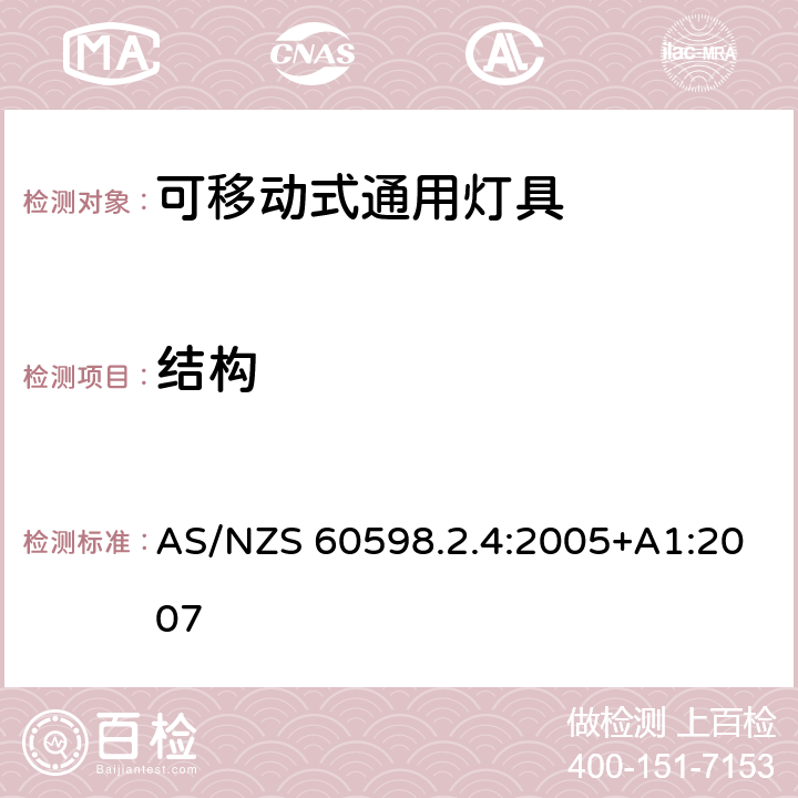 结构 灯具 第2-4部分：特殊要求 可移式通用灯具 AS/NZS 60598.2.4:2005+A1:2007 4.6