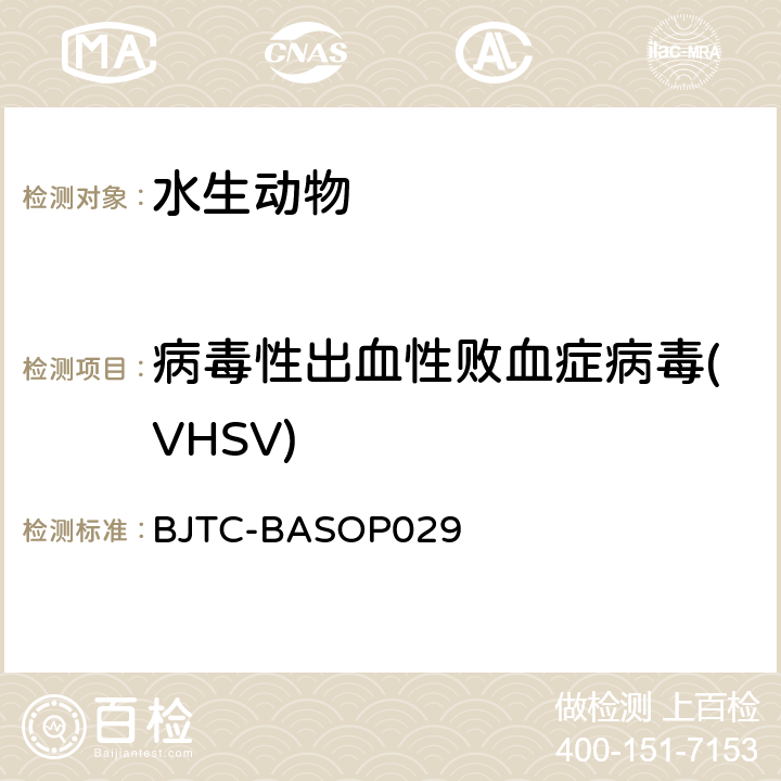 病毒性出血性败血症病毒(VHSV) 病毒性出血性败血症(VHSV)荧光RT-PCR检测方法 BJTC-BASOP029