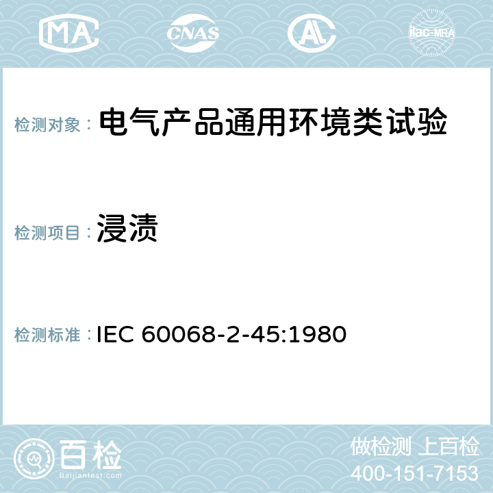 浸渍 基本环境试验程序 第2部分:试验 试验XA和导则:在清洗剂中浸渍 IEC 60068-2-45:1980
