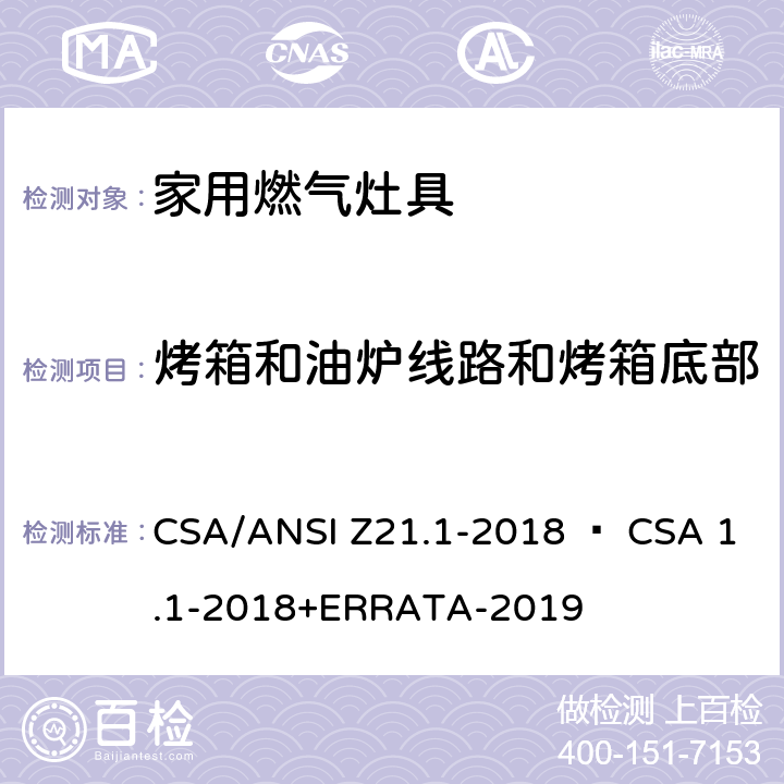 烤箱和油炉线路和烤箱底部 家用燃气灶具 CSA/ANSI Z21.1-2018 • CSA 1.1-2018+ERRATA-2019 4.19