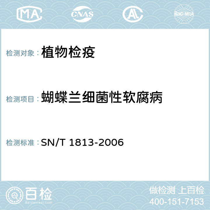 蝴蝶兰细菌性软腐病 SN/T 1813-2006 蝴蝶兰细菌性软腐病菌检疫鉴定方法