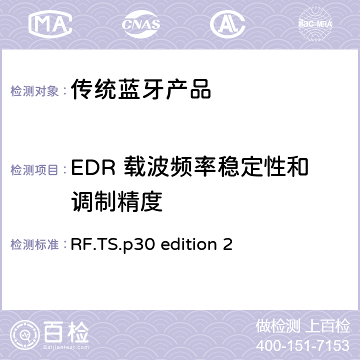 EDR 载波频率稳定性和调制精度 蓝牙射频测试规范 RF.TS.p30 edition 2 4.5.11 RF/TRM/CA/BV-11-C