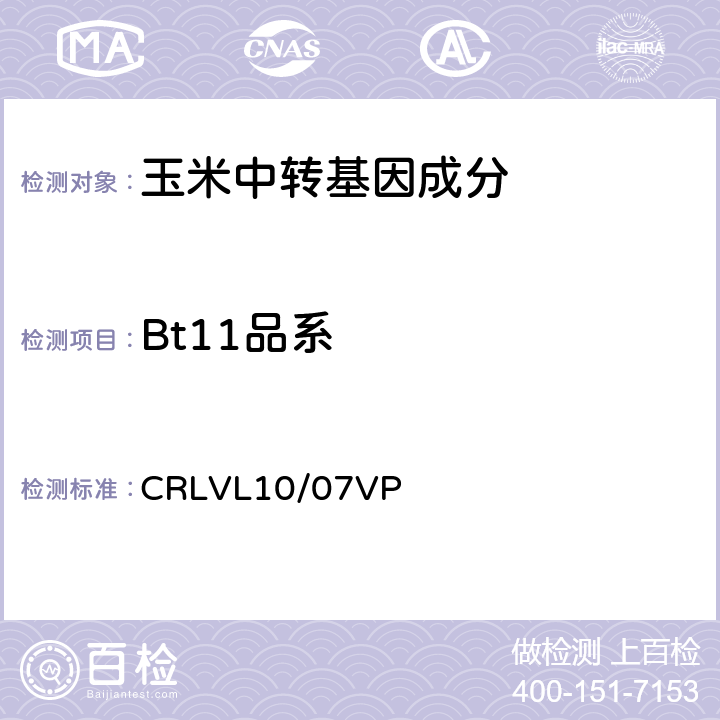 Bt11品系 转基因玉米Bt11 品系特异性定量检测 实时荧光PCR方法 CRLVL10/07VP