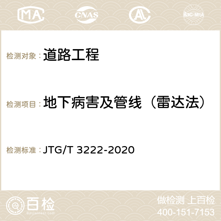 地下病害及管线（雷达法） JTG/T 3222-2020 公路工程物探规程
