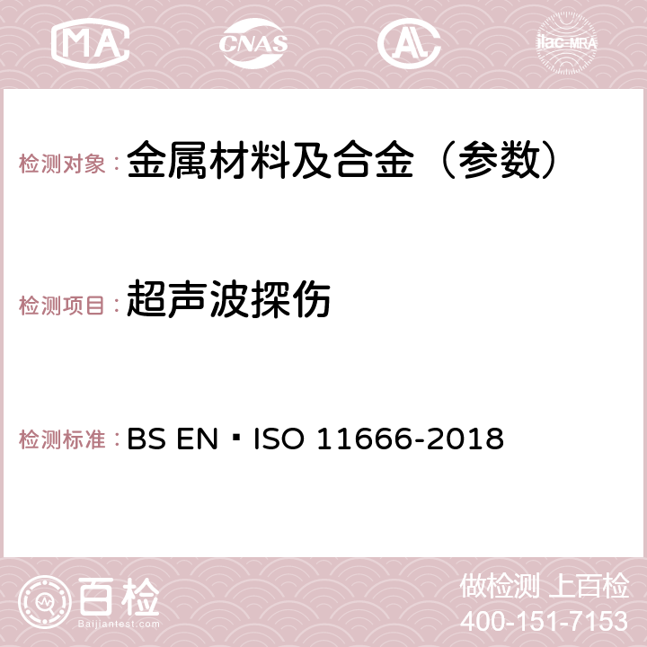 超声波探伤 焊接的无损检验.焊点超声波检测.验收 BS EN ISO 11666-2018