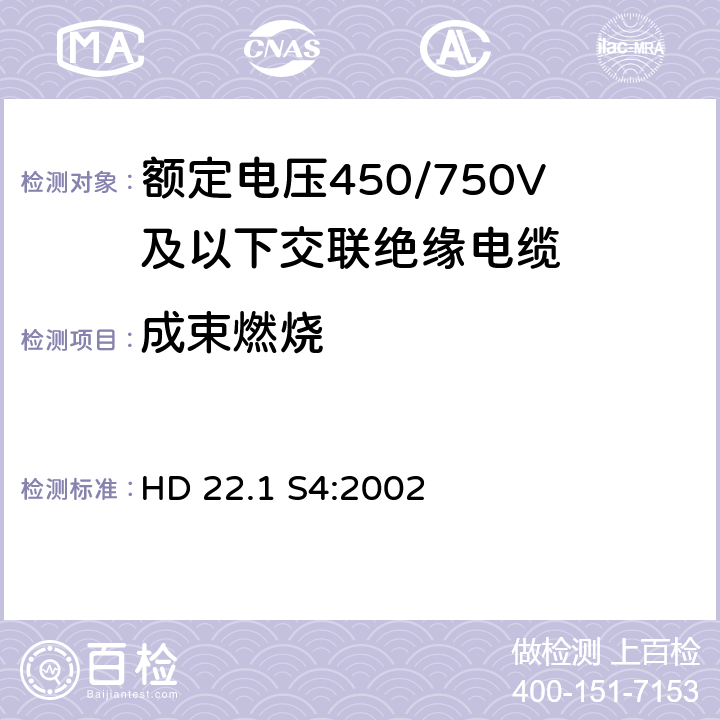 成束燃烧 额定电压450/750V及以下交联绝缘电缆 第1部分:一般规定 HD 22.1 S4:2002 5.6.4