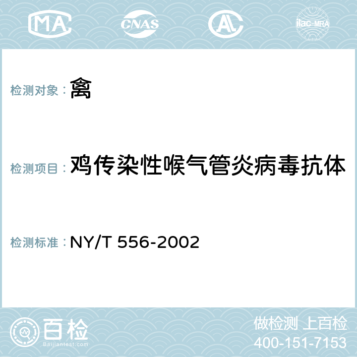 鸡传染性喉气管炎病毒抗体 NY/T 556-2002 鸡传染性喉气管炎诊断技术