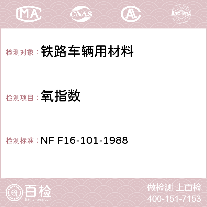 氧指数 铁路车辆 防火性能 材料的选择 NF F16-101-1988