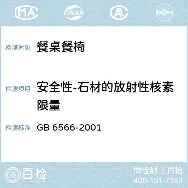 安全性-石材的放射性核素限量 建筑材料放射性核素限量 GB 6566-2001