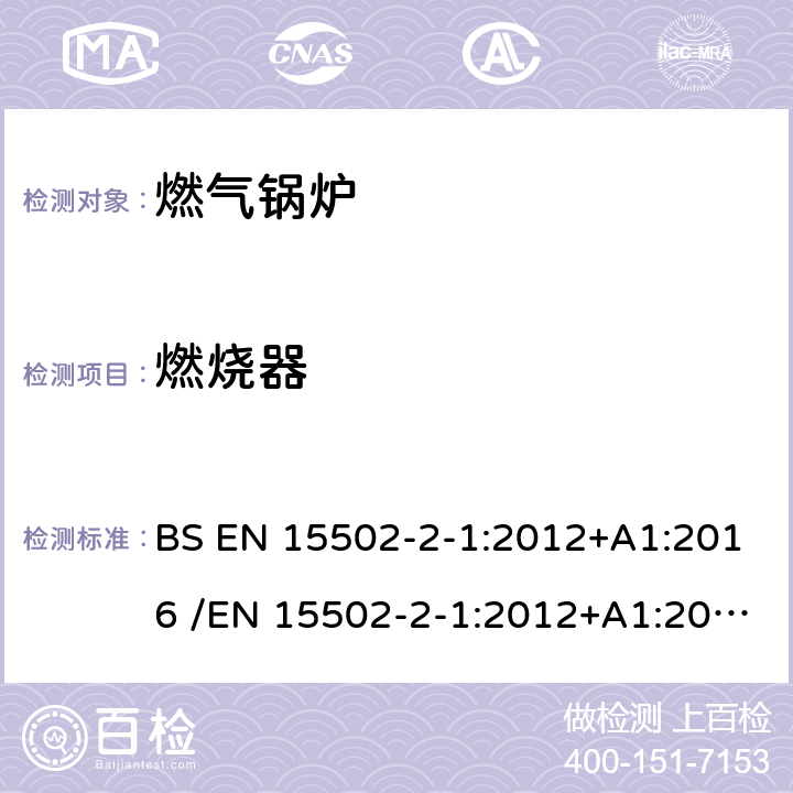 燃烧器 EN 15502 燃气锅炉 BS -2-1:2012+A1:2016 /-2-1:2012+A1:2016 5.5