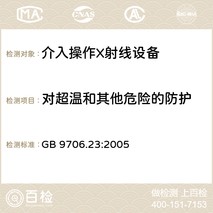 对超温和其他危险的防护 医用电气设备第2-43部分：介入操作X射线设备安全专用要求 GB 9706.23:2005 1142,43,44,45,48,49