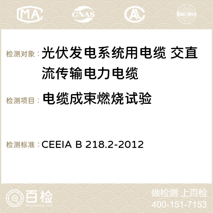 电缆成束燃烧试验 光伏发电系统用电缆 第2部分：交直流传输电力电缆 CEEIA B 218.2-2012 表10