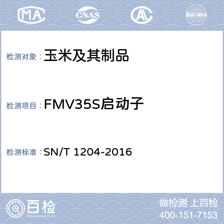 FMV35S启动子 植物及其加工产品中转基因成分实时荧光PCR定性检验方法 SN/T 1204-2016 6.3.2