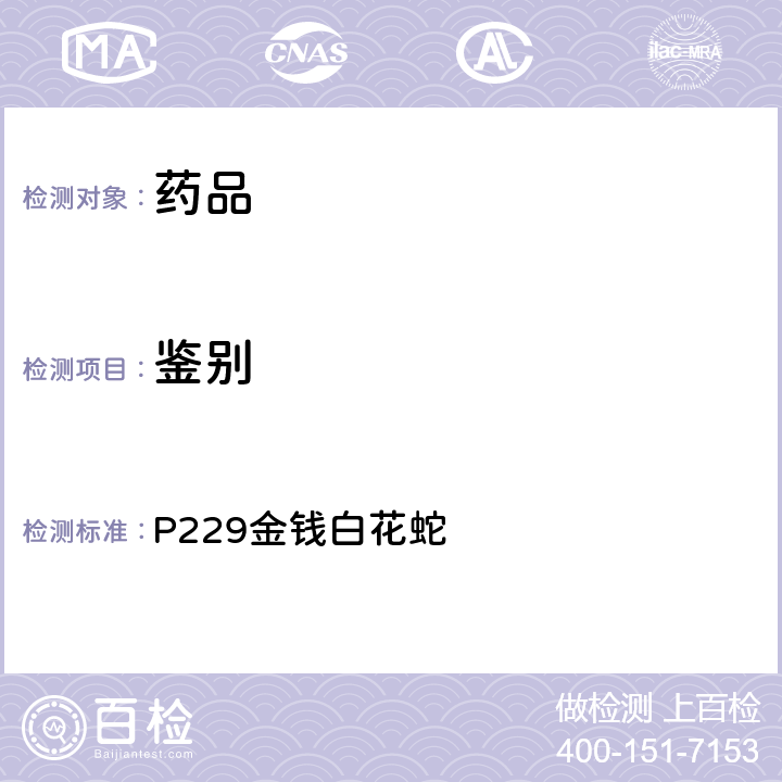 鉴别 中国药典2020年版一部 P229金钱白花蛇 （聚合酶链式反应法）