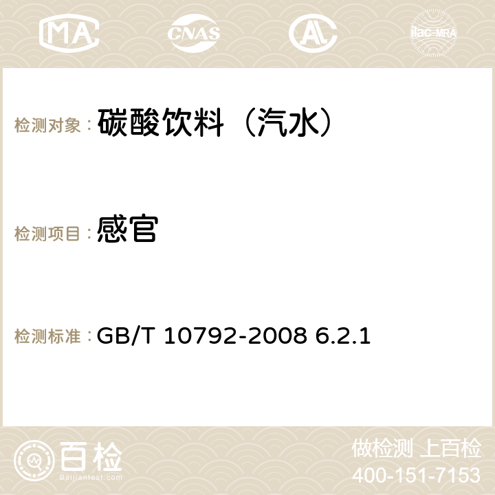感官 碳酸饮料（汽水） GB/T 10792-2008 6.2.1