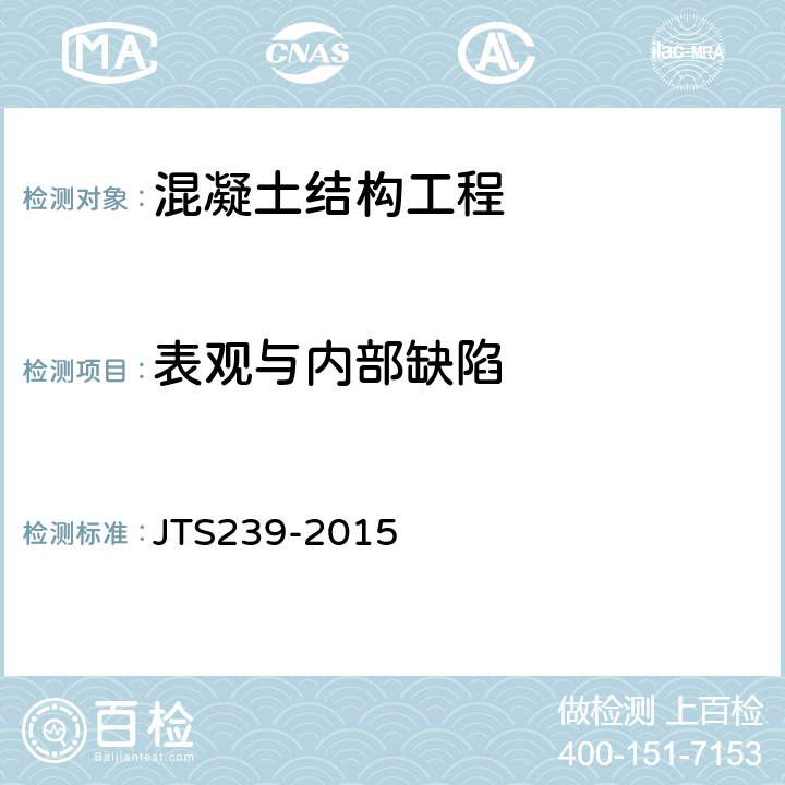 表观与内部缺陷 JTS 239-2015 水运工程混凝土结构实体检测技术规程(附条文说明)