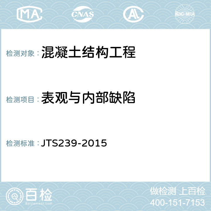 表观与内部缺陷 水运工程混凝土结构实体检测技术规程 JTS239-2015 4