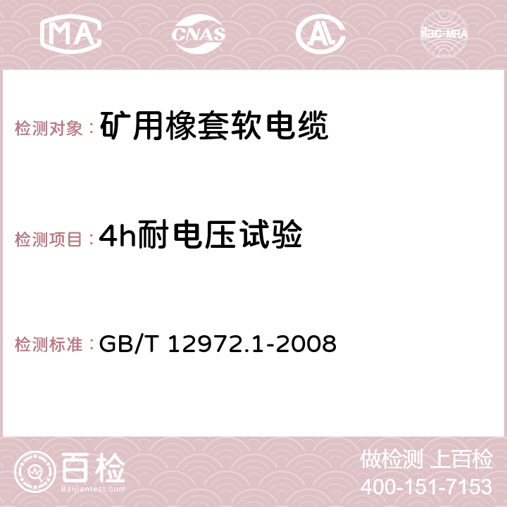 4h耐电压试验 矿用橡套软电缆 第1部分: 一般规定 GB/T 12972.1-2008 5.8.12