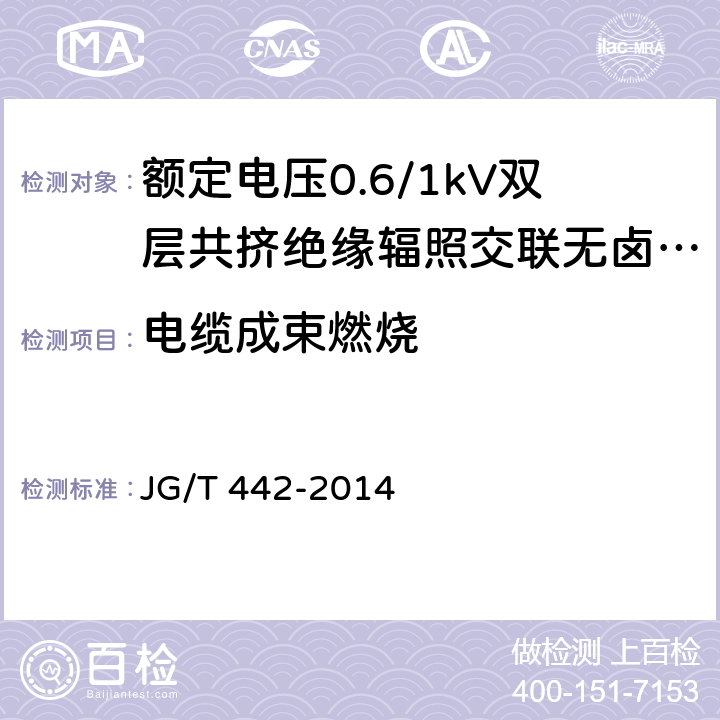 电缆成束燃烧 额定电压0.6/1kV双层共挤绝缘辐照交联无卤低烟阻燃电力电缆 JG/T 442-2014 6.25.1