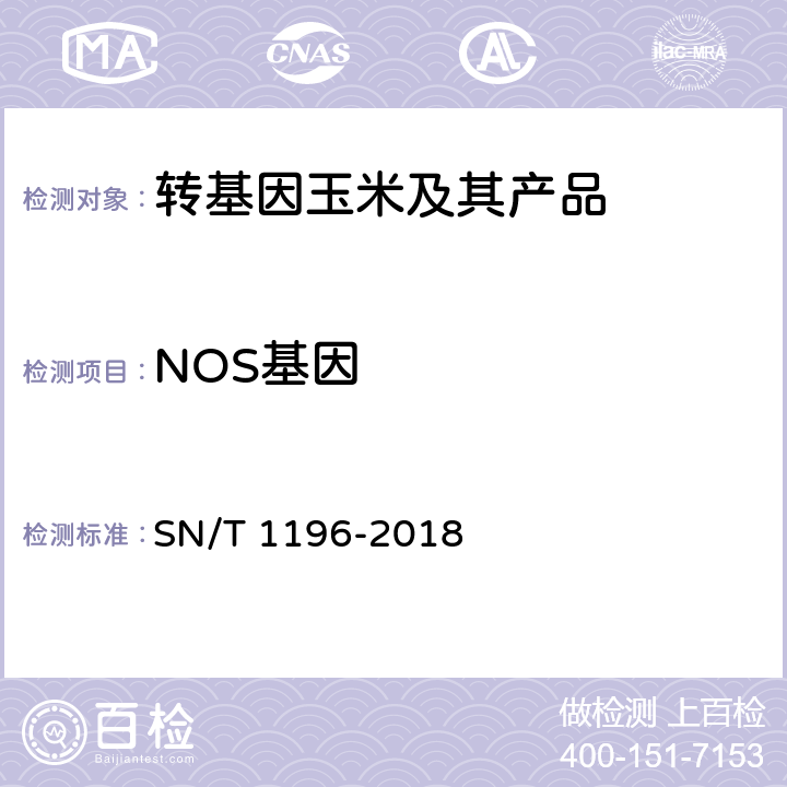 NOS基因 转基因成分检测 玉米检测方法 SN/T 1196-2018
