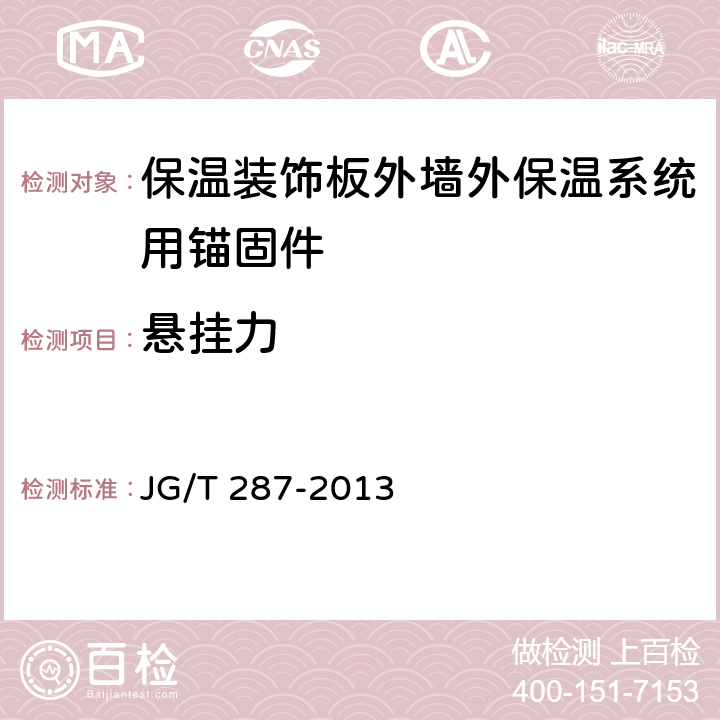 悬挂力 《保温装饰板外墙外保温系统材料》 JG/T 287-2013 （6.6.2）